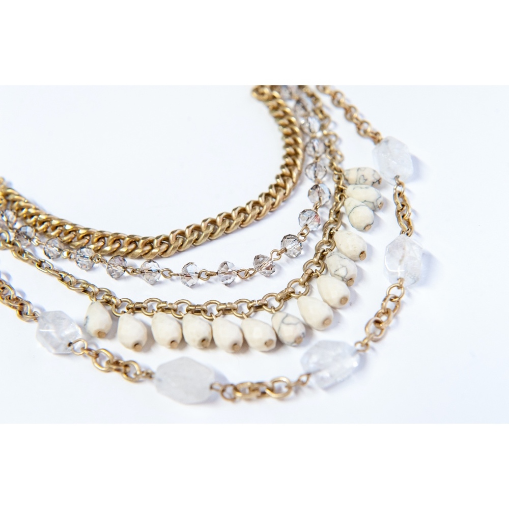 Anthropologie Multi Strand Beaded Bib Necklace